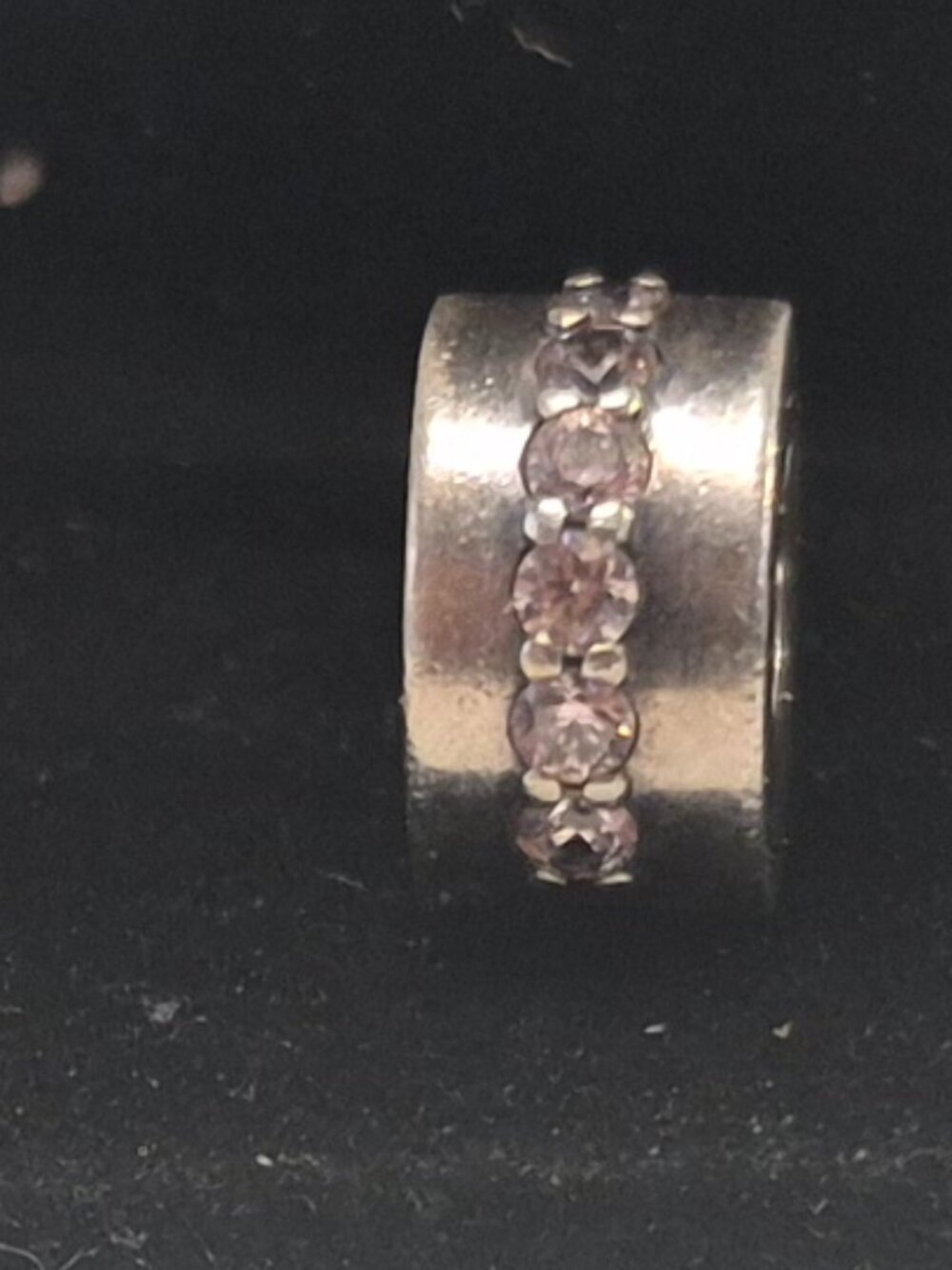 Italian Bracelet 925 Sterling Spacer Charm With Pink Crystals Fits Pandora